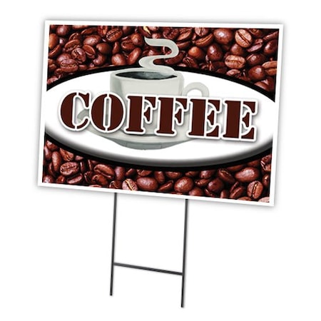 Signmission Coffee Yard Sign & Stake outdoor plastic coroplast window, C-1216-DS-Coffee C-1216-DS-Coffee
